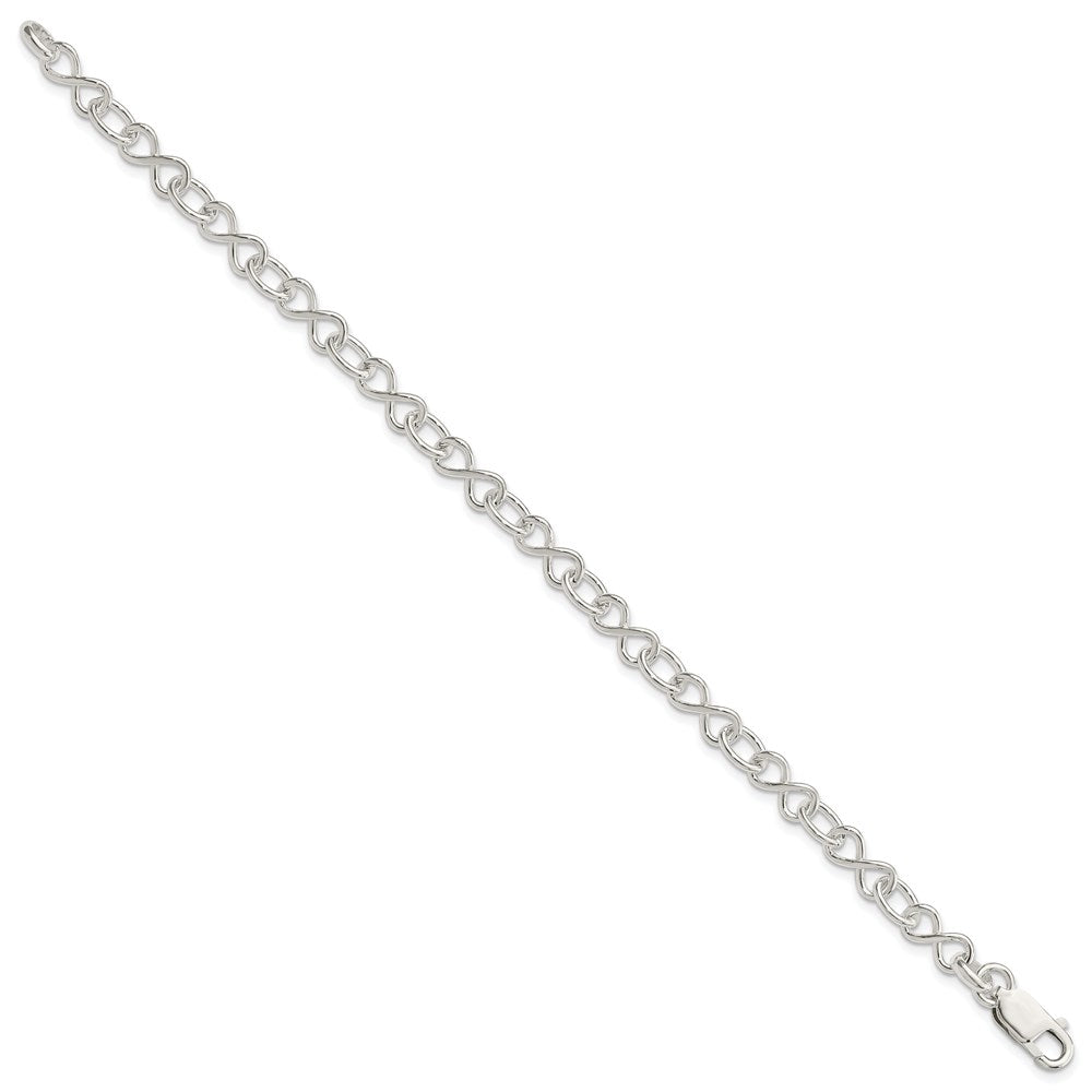 7.5 Zoll Sterlingsilber Poliert Fantasieglieder Armband