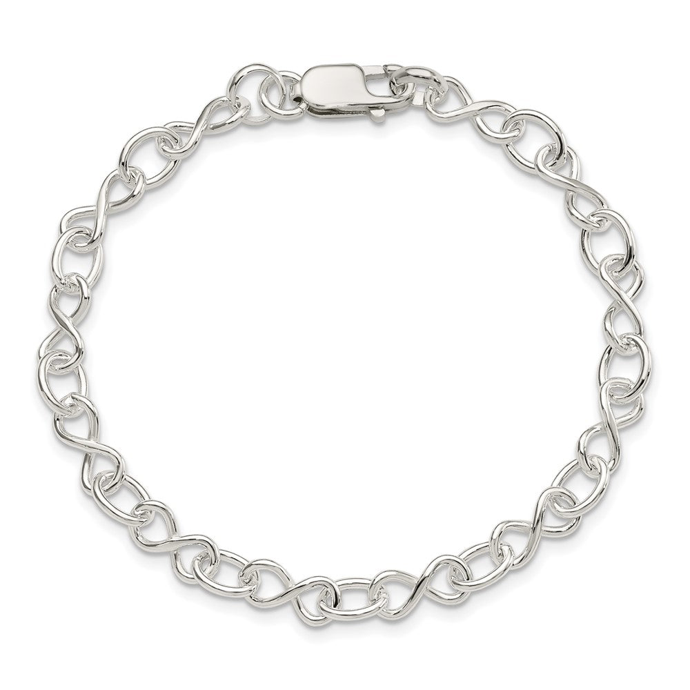 7.5 Zoll Sterlingsilber Poliert Fantasieglieder Armband