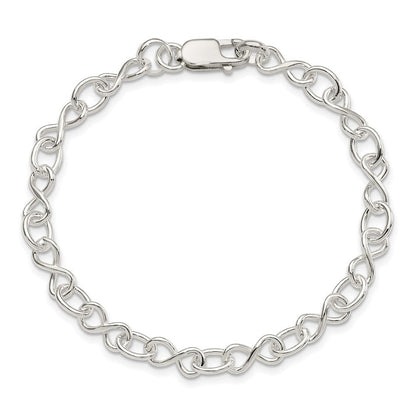 7.5 Zoll Sterlingsilber Poliert Fantasieglieder Armband