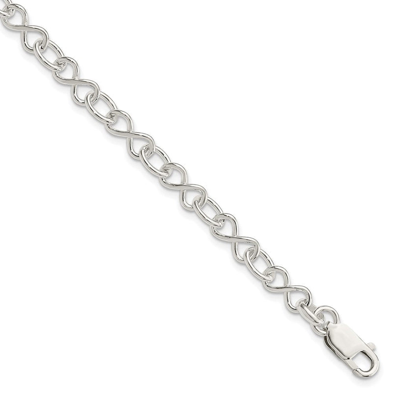 7.5 Zoll Sterlingsilber Poliert Fantasieglieder Armband