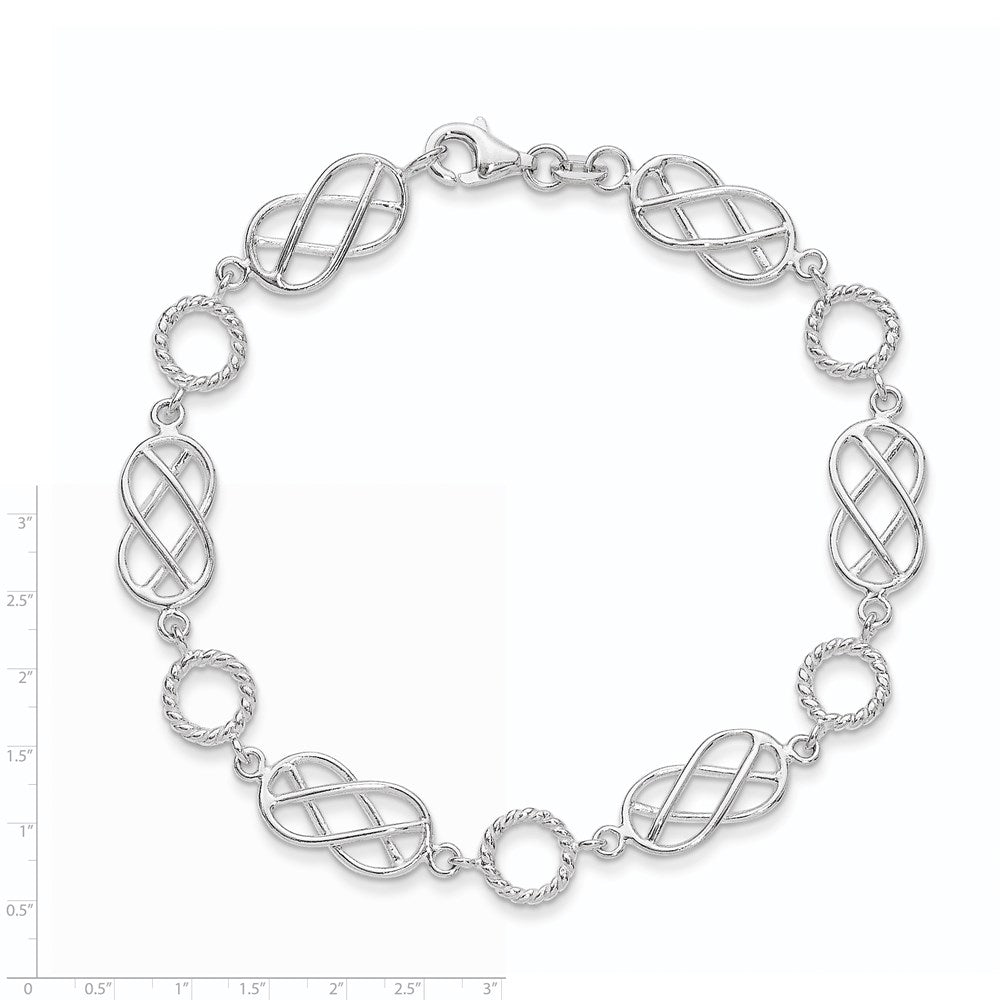 7.25 Zoll Sterlingsilber Pretzel Kreis Armband