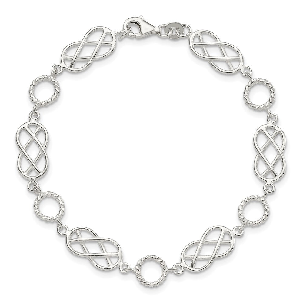 7.25 Zoll Sterlingsilber Pretzel Kreis Armband