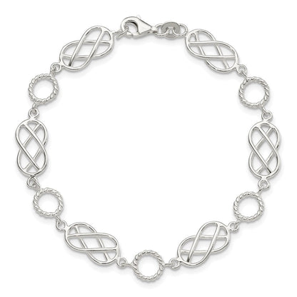 7.25 Zoll Sterlingsilber Pretzel Kreis Armband