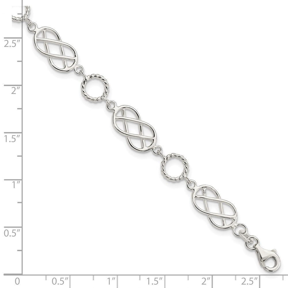 7.25 Zoll Sterlingsilber Pretzel Kreis Armband