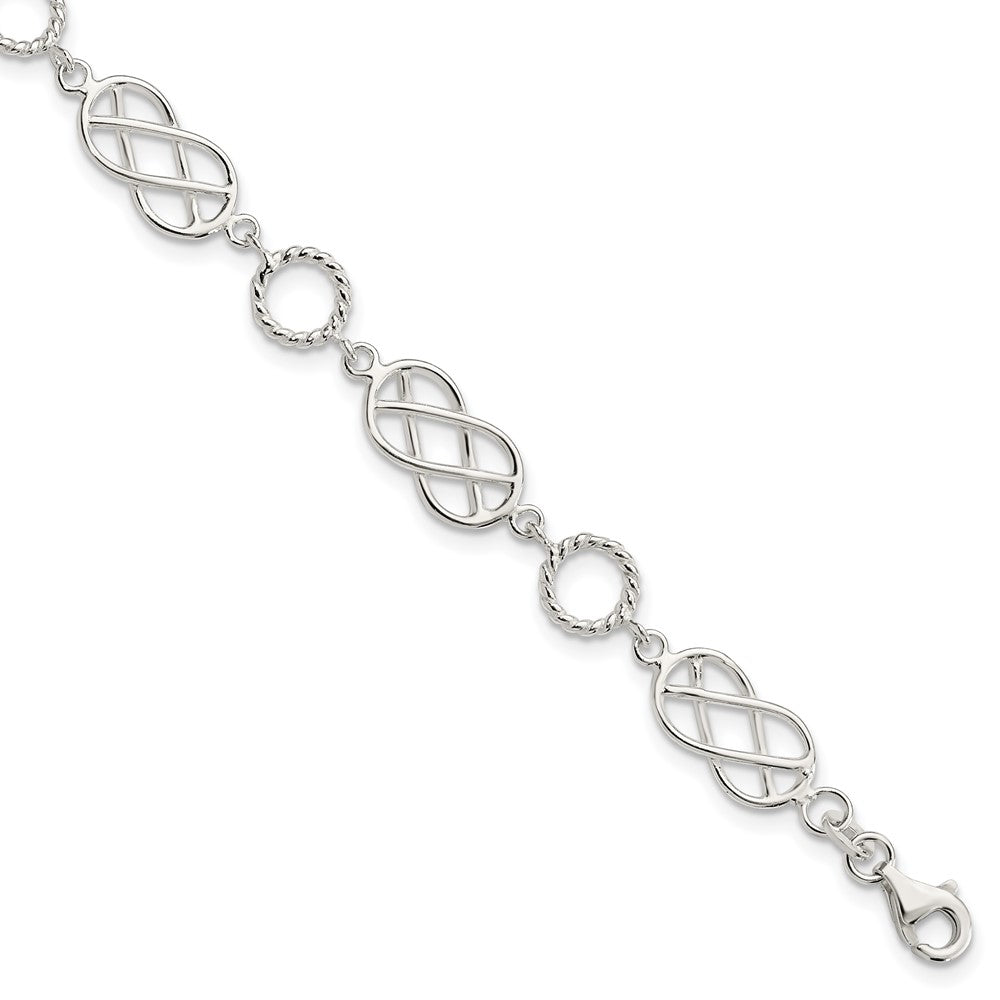 7.25 Zoll Sterlingsilber Pretzel Kreis Armband