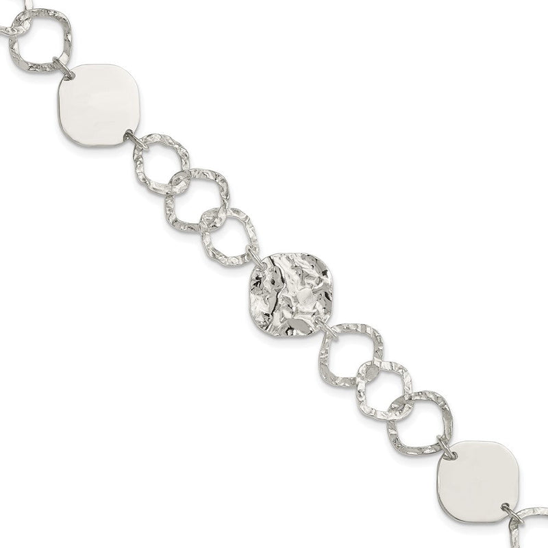 7.5 Zoll Sterlingsilber Poliert und Strukturiert Fantasieglieder Armband