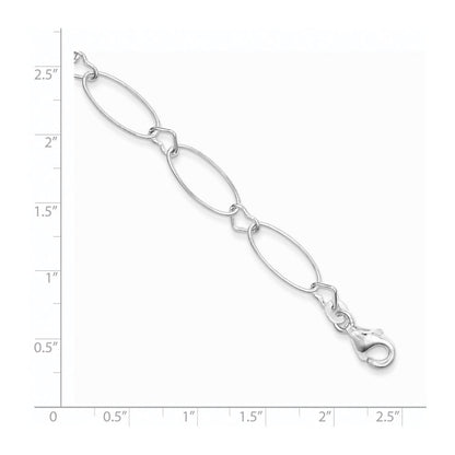 7.5 Zoll Sterlingsilber Oval Glieder mit Herzen Armband