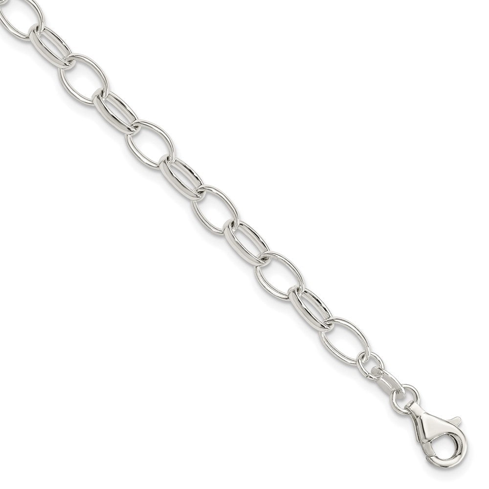 7.5 Zoll Sterlingsilber Poliert Fantasieglieder Armband