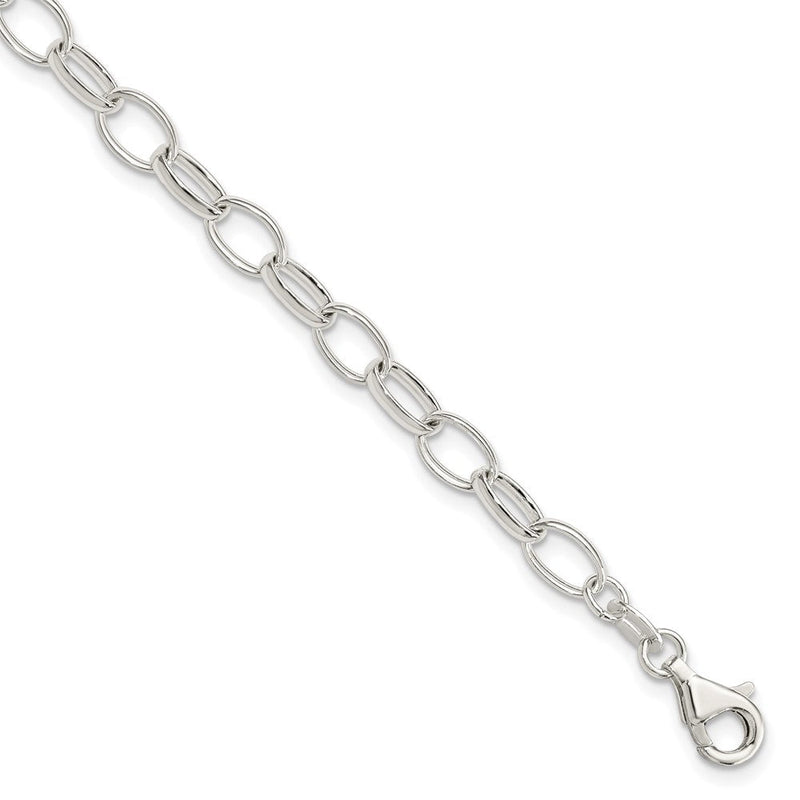 7.5 Zoll Sterlingsilber Poliert Fantasieglieder Armband