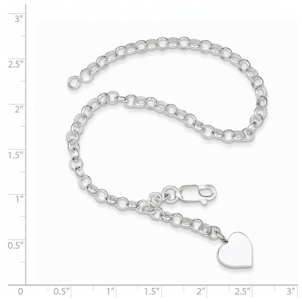 7.5 Zoll Sterlingsilber Herz Hängend Armband