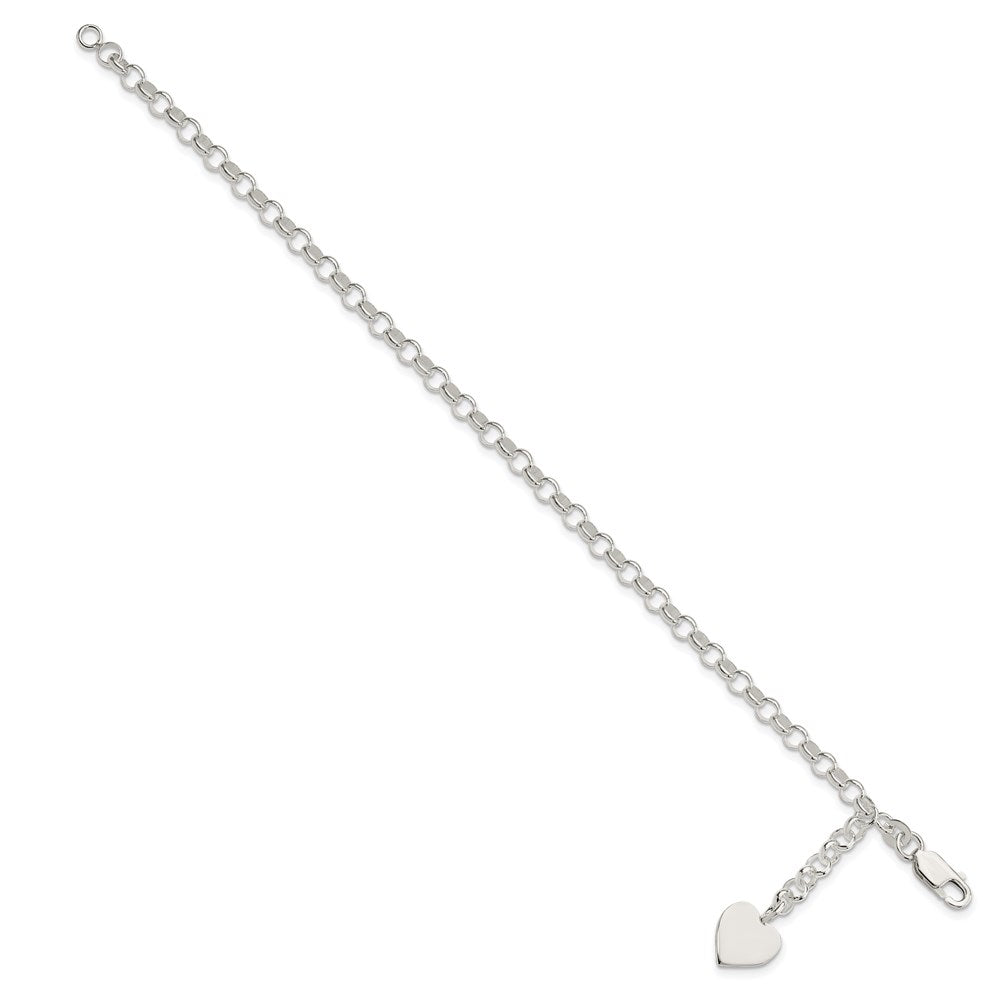 7.5 Zoll Sterlingsilber Herz Hängend Armband