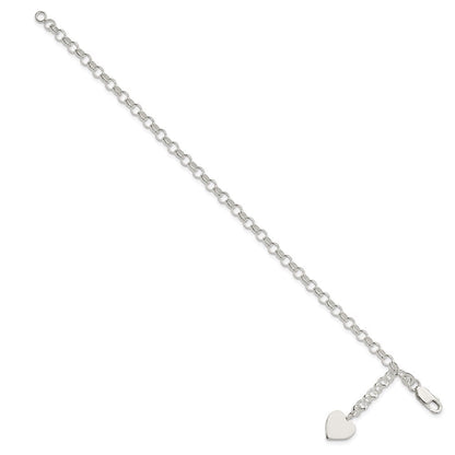 7.5 Zoll Sterlingsilber Herz Hängend Armband