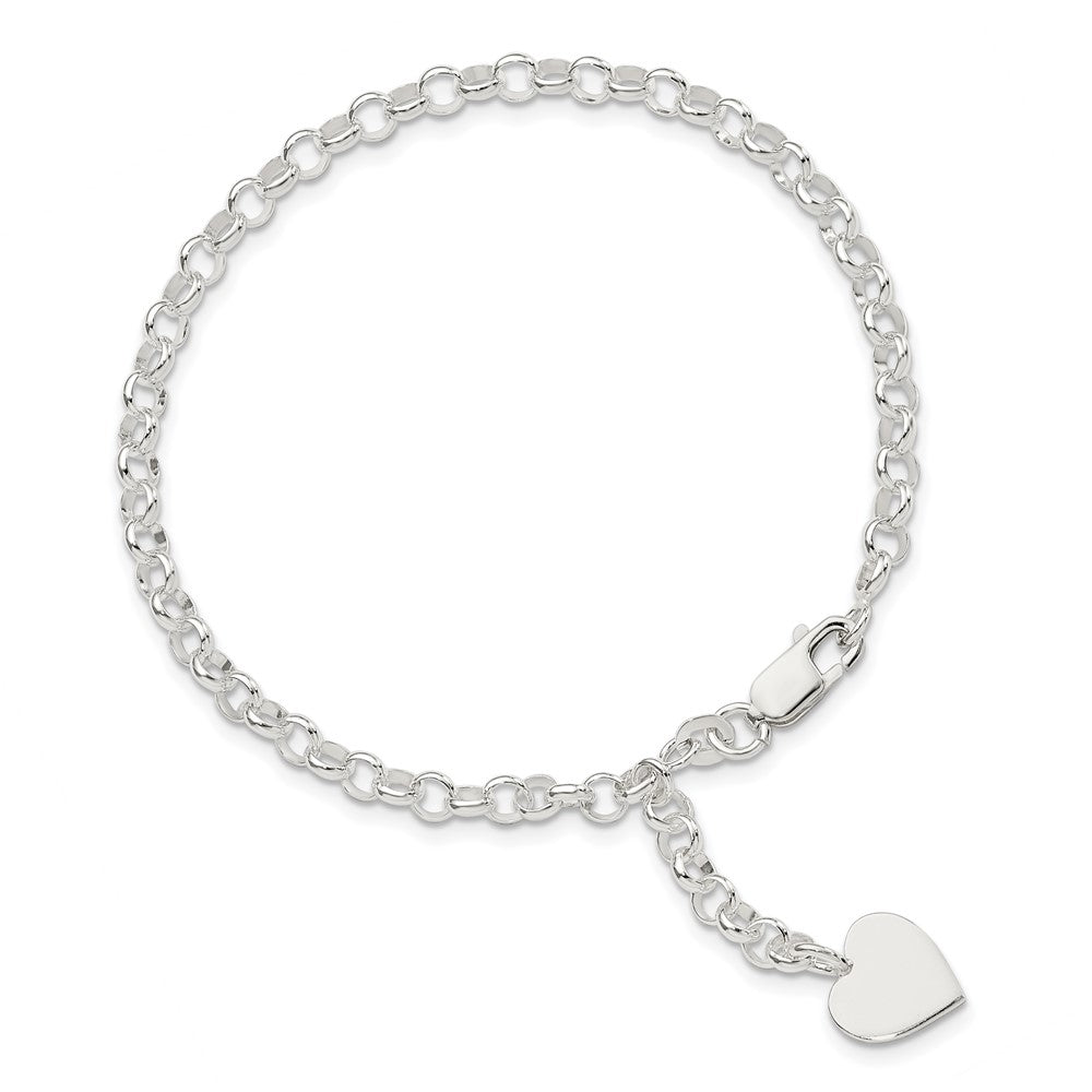 7.5 Zoll Sterlingsilber Herz Hängend Armband