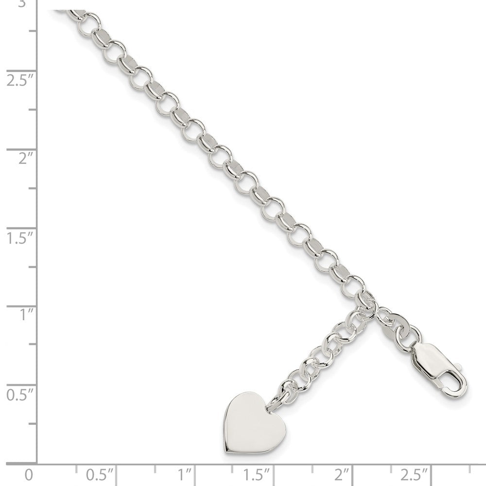 7.5 Zoll Sterlingsilber Herz Hängend Armband