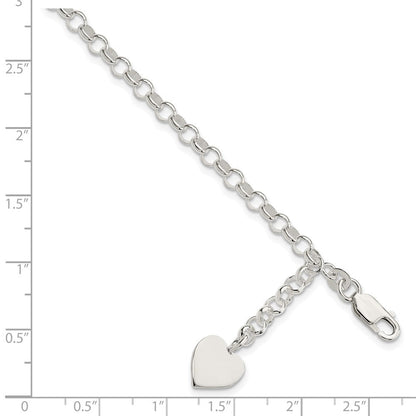 7.5 Zoll Sterlingsilber Herz Hängend Armband