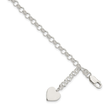 7.5 Zoll Sterlingsilber Herz Hängend Armband
