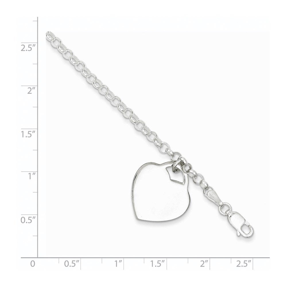 7 Zoll Sterlingsilber Gravierbar Herz Armband