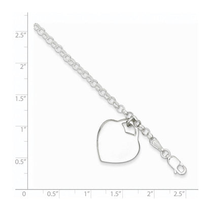 7 Zoll Sterlingsilber Gravierbar Herz Armband