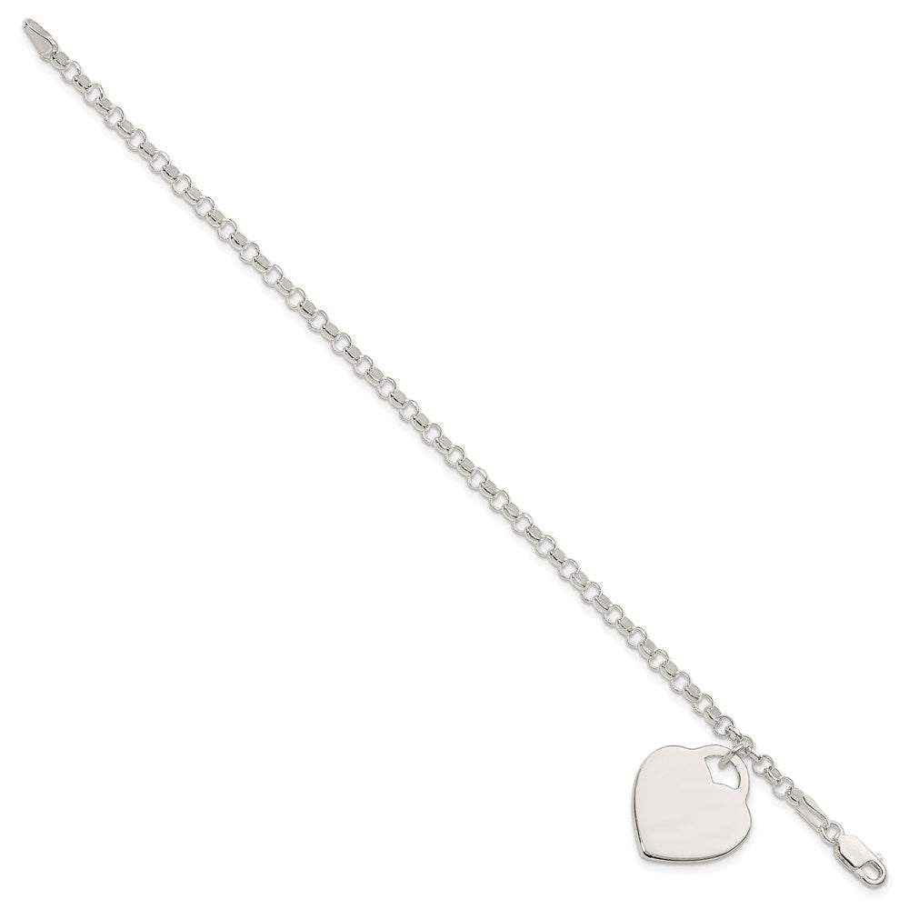 7 Zoll Sterlingsilber Gravierbar Herz Armband