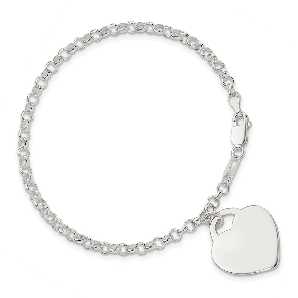 7 Zoll Sterlingsilber Gravierbar Herz Armband