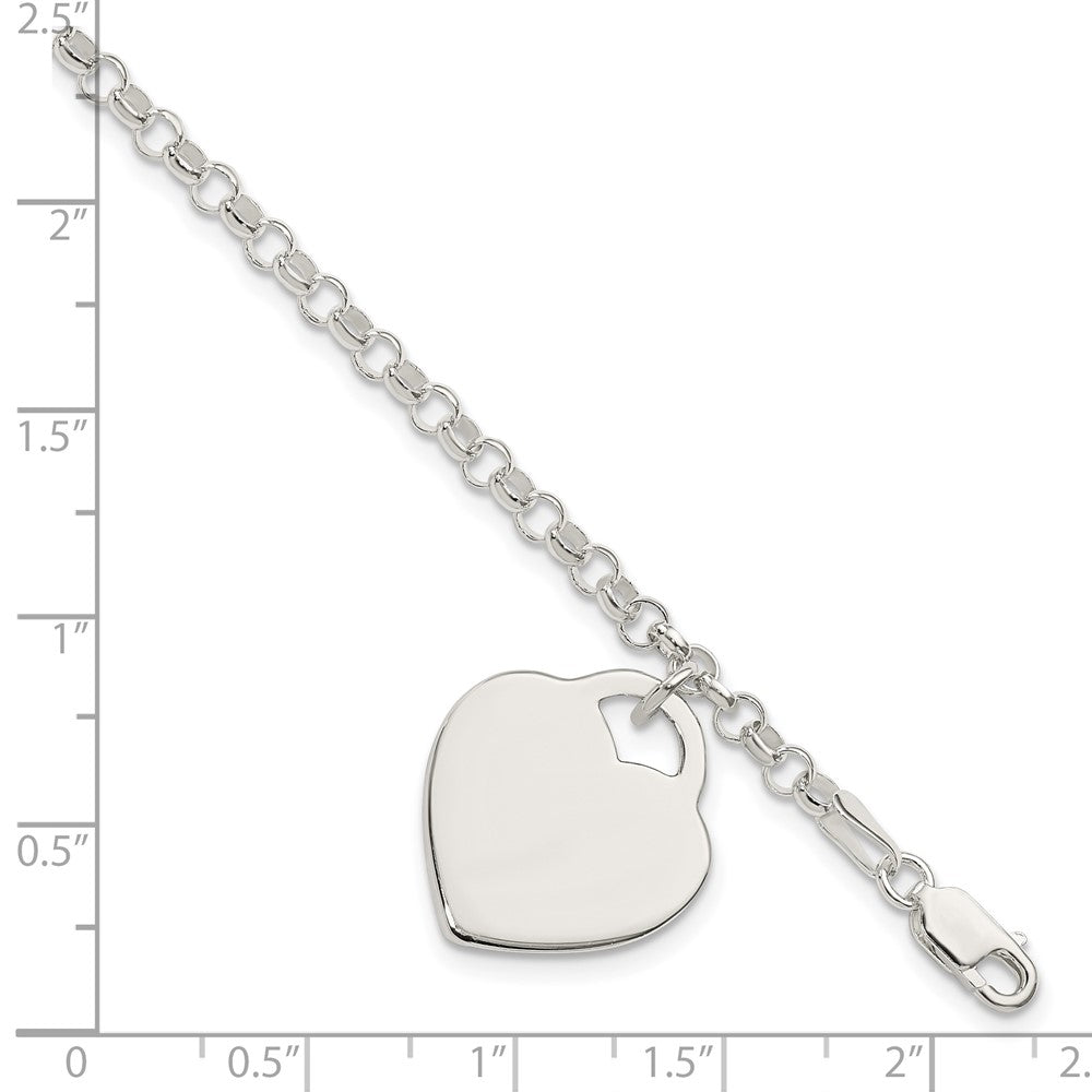 7 Zoll Sterlingsilber Gravierbar Herz Armband