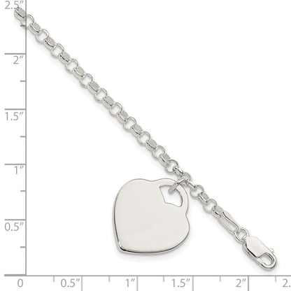 7 Zoll Sterlingsilber Gravierbar Herz Armband