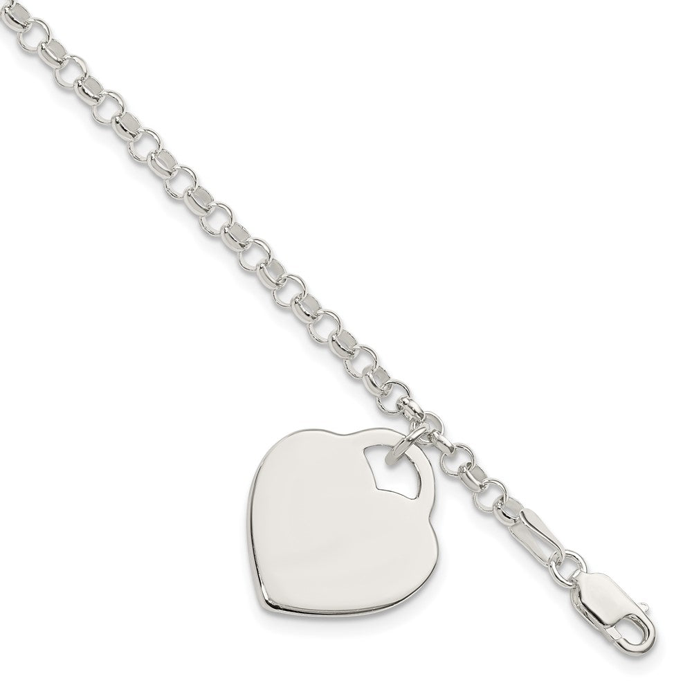 7 Zoll Sterlingsilber Gravierbar Herz Armband