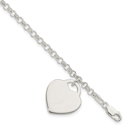 7 Zoll Sterlingsilber Gravierbar Herz Armband