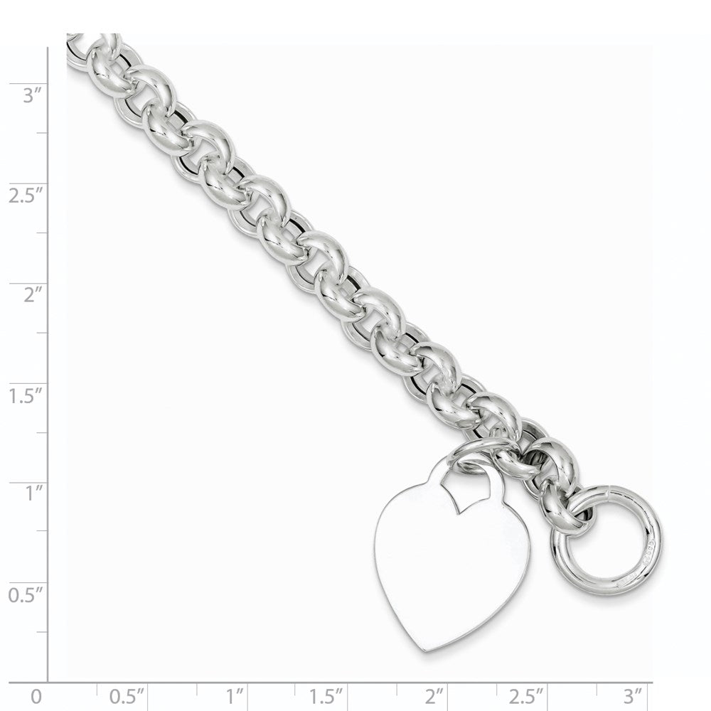 7.5 Zoll Sterlingsilber Gravierbar Herz Knebel Armband