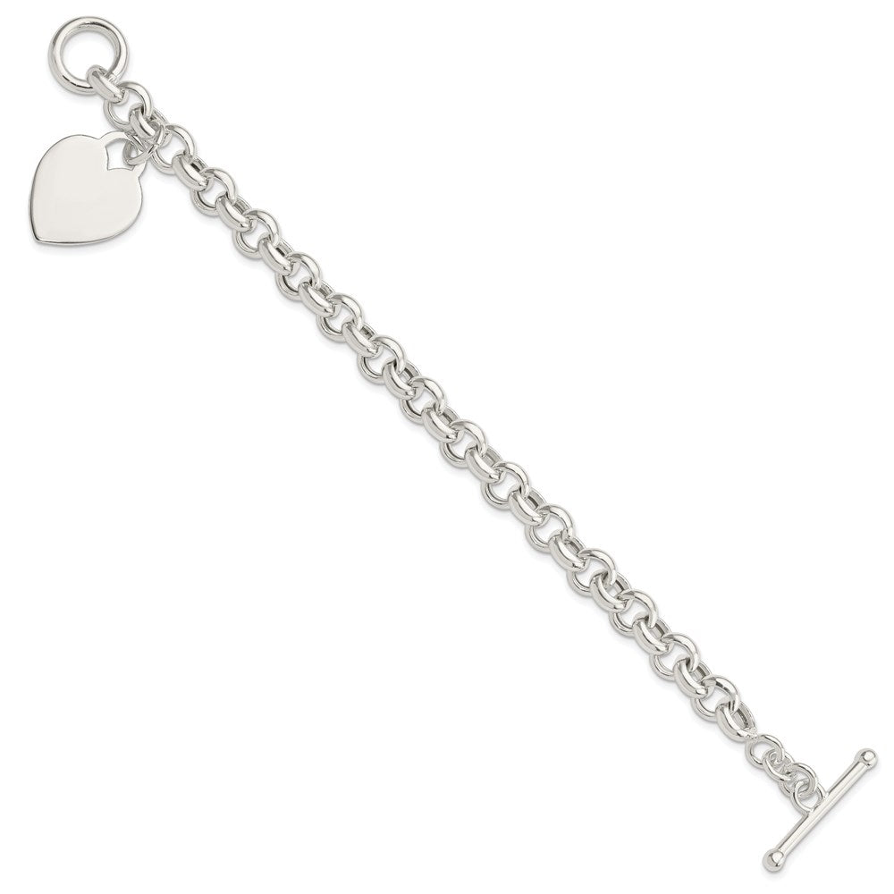 7.5 Zoll Sterlingsilber Gravierbar Herz Knebel Armband