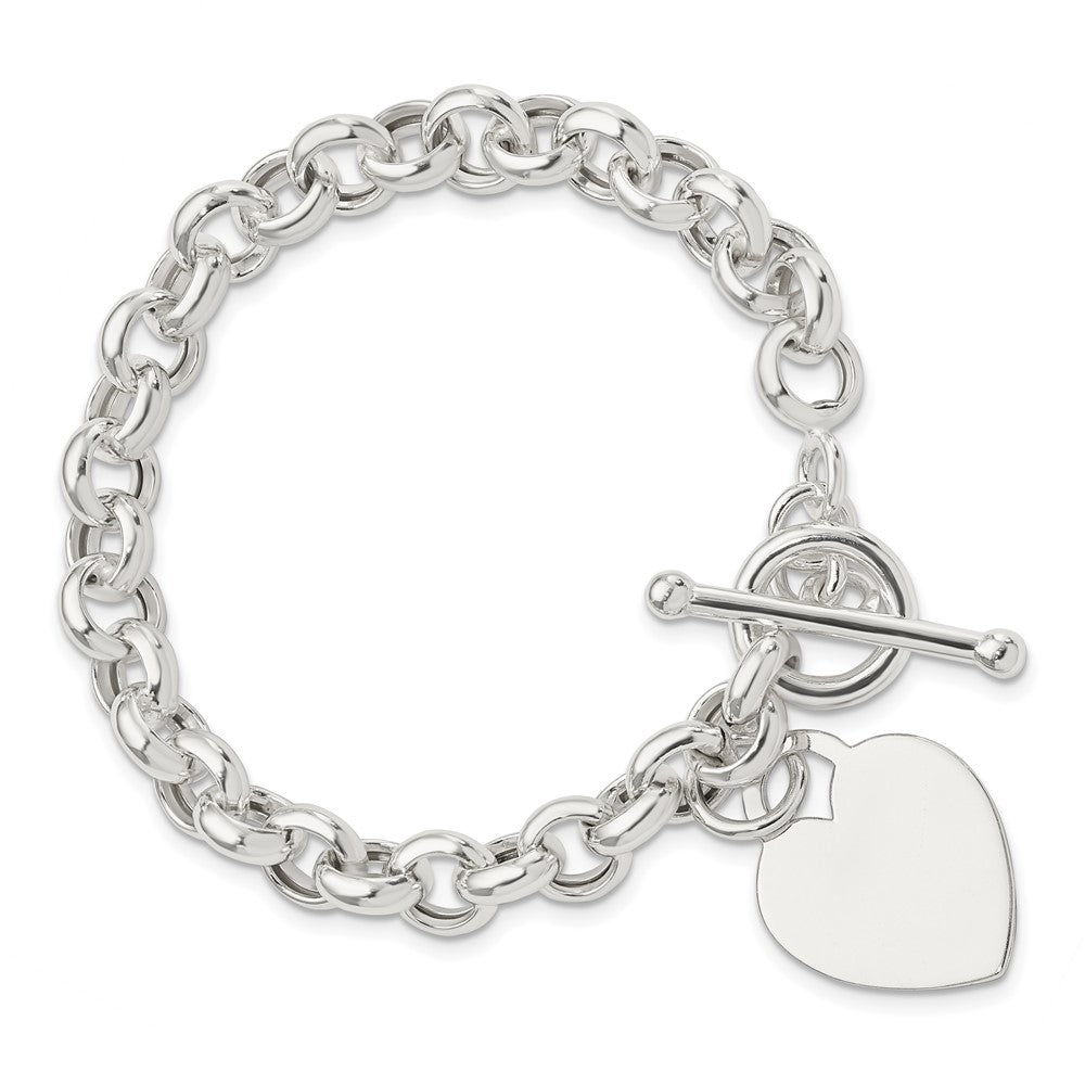 7.5 Zoll Sterlingsilber Gravierbar Herz Knebel Armband