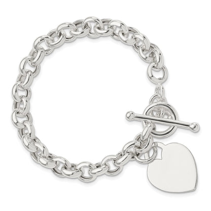 7.5 Zoll Sterlingsilber Gravierbar Herz Knebel Armband