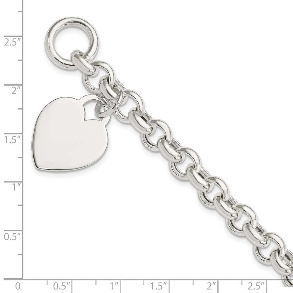 7.5 Zoll Sterlingsilber Gravierbar Herz Knebel Armband