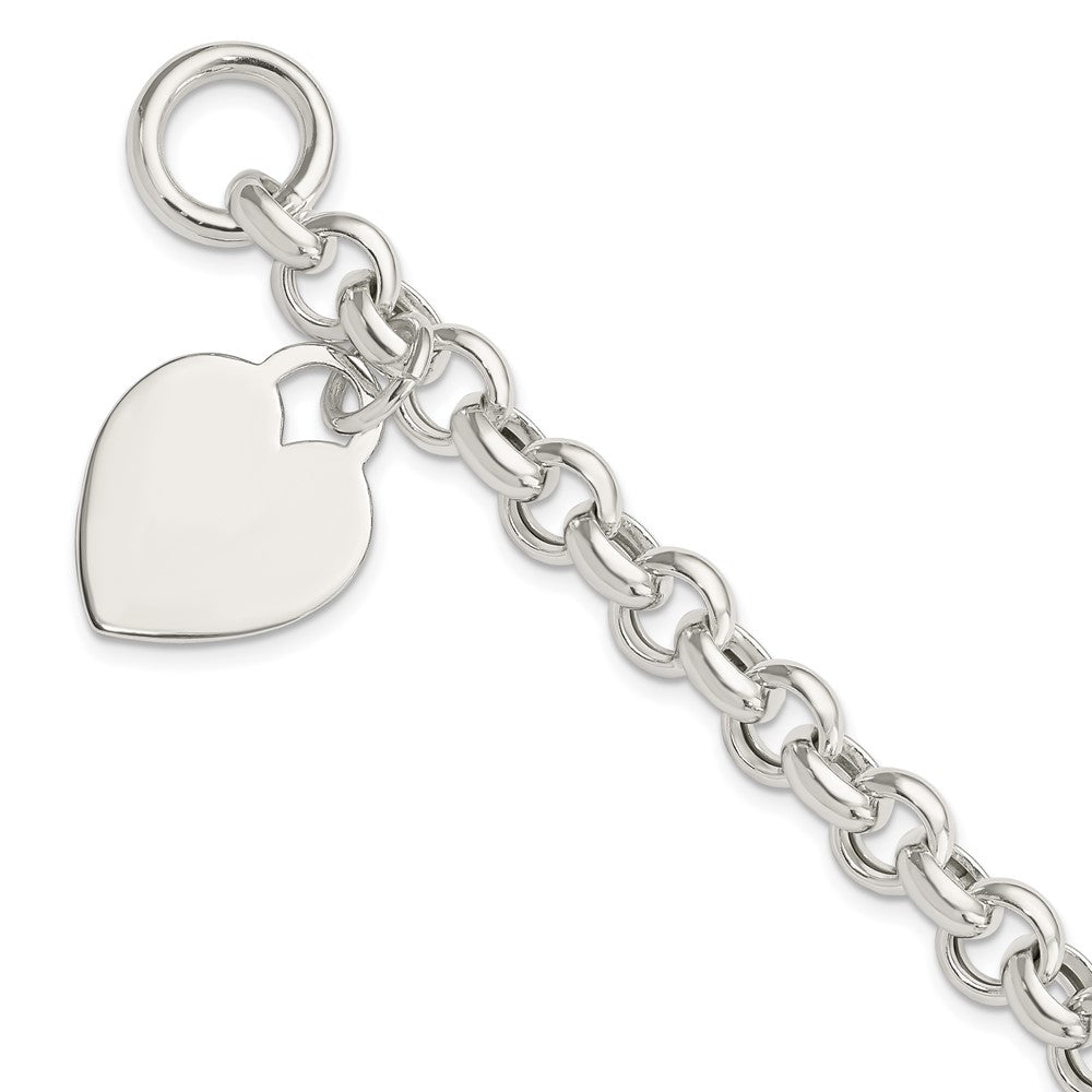 7.5 Zoll Sterlingsilber Gravierbar Herz Knebel Armband