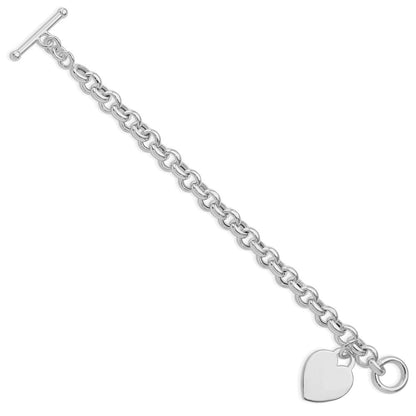 Sterlingsilber Rhodiniert Herz Knebel Armband