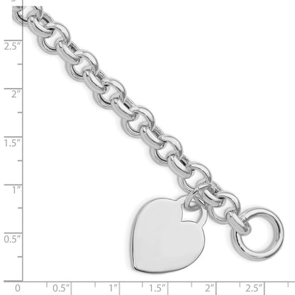 Sterlingsilber Rhodiniert Herz Knebel Armband