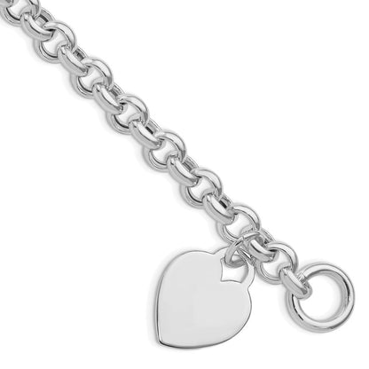 Sterlingsilber Rhodiniert Herz Knebel Armband