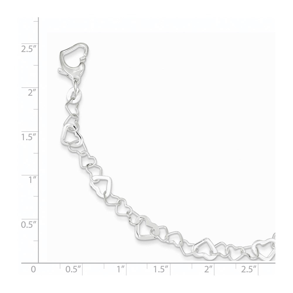 7.5 Zoll Sterlingsilber Linked Herz Armband