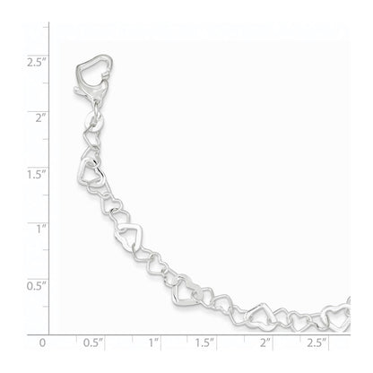 7.5 Zoll Sterlingsilber Linked Herz Armband