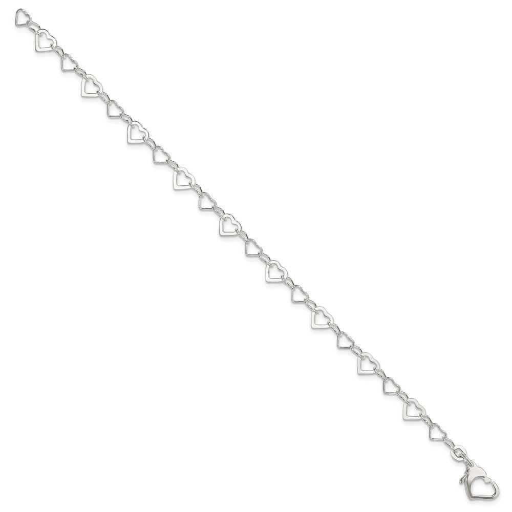 7.5 Zoll Sterlingsilber Linked Herz Armband