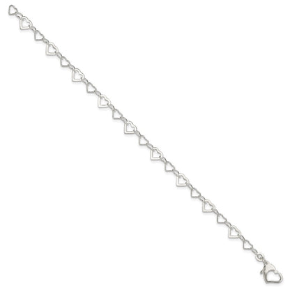 7.5 Zoll Sterlingsilber Linked Herz Armband