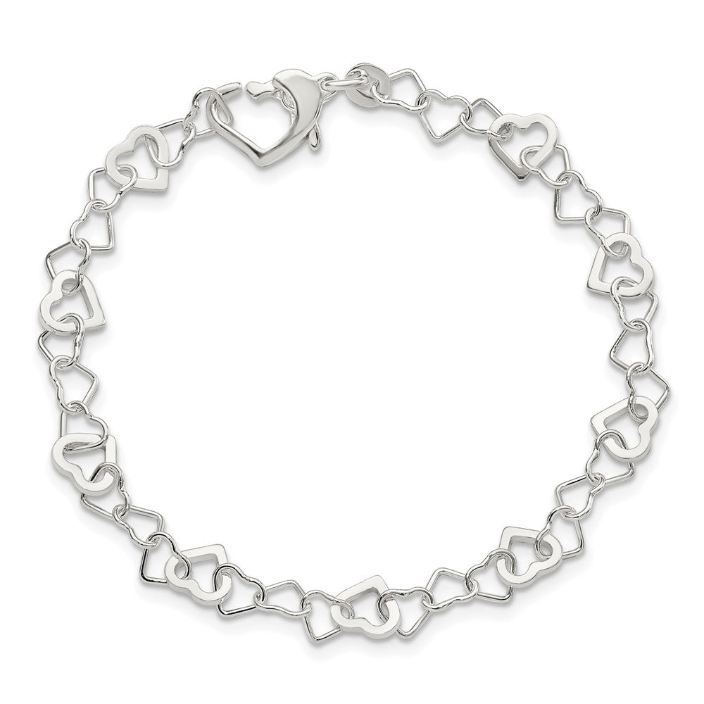 7.5 Zoll Sterlingsilber Linked Herz Armband