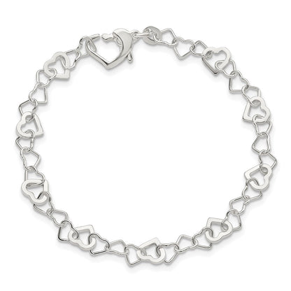 7.5 Zoll Sterlingsilber Linked Herz Armband