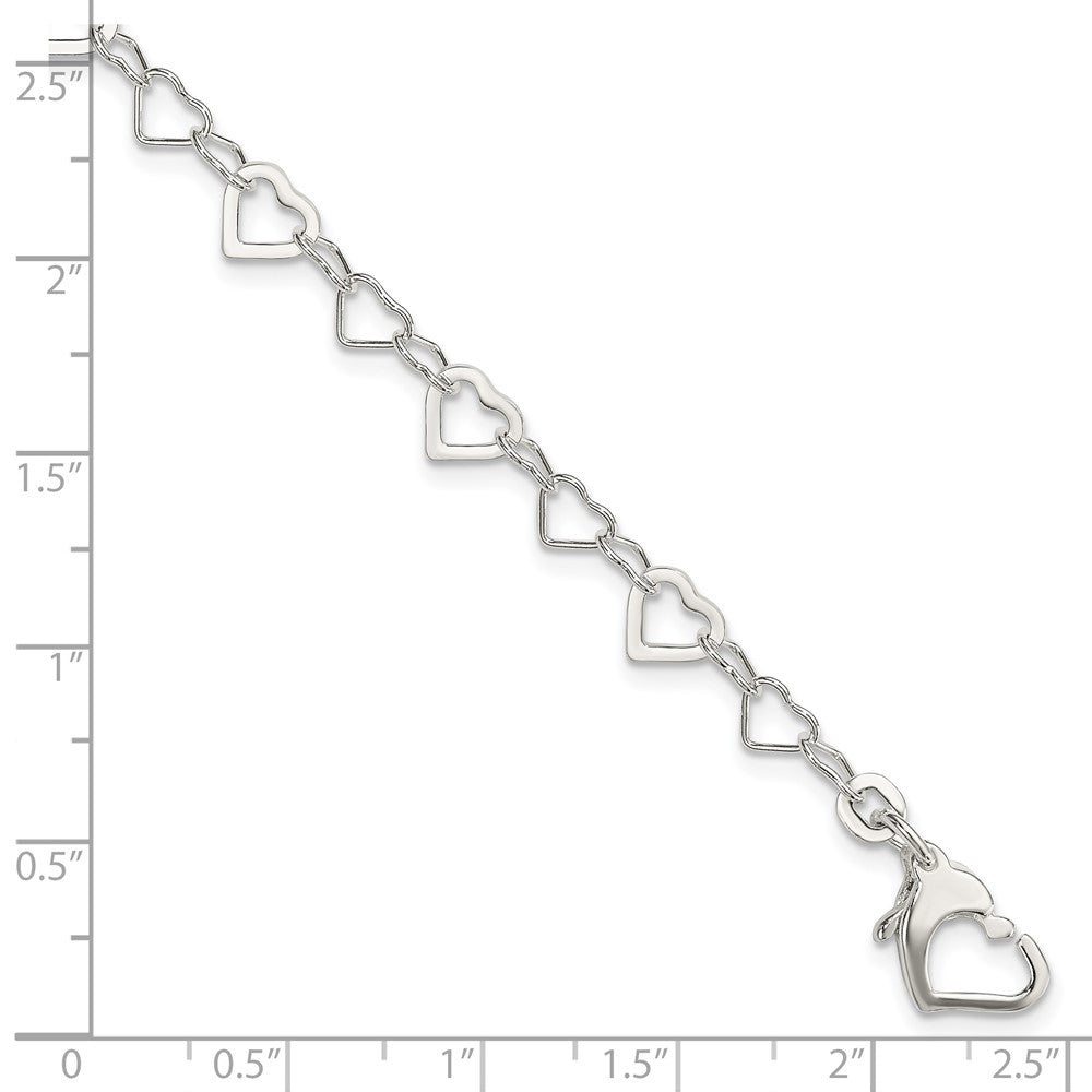 7.5 Zoll Sterlingsilber Linked Herz Armband