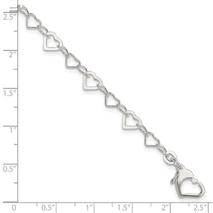 7.5 Zoll Sterlingsilber Linked Herz Armband