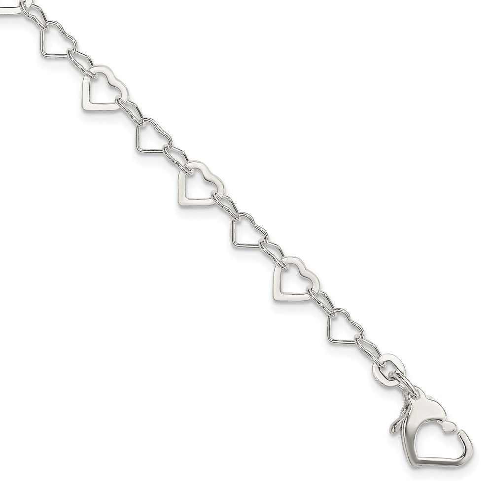 7.5 Zoll Sterlingsilber Linked Herz Armband