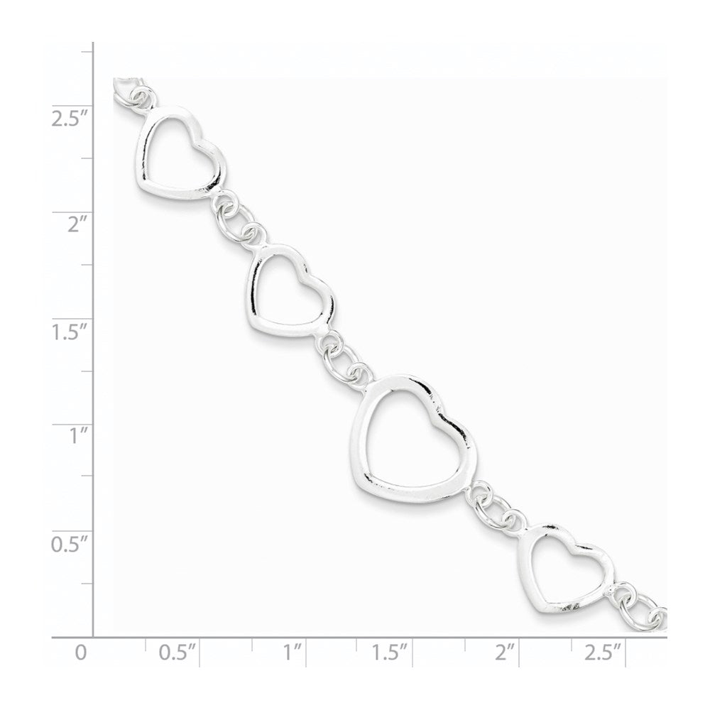 7.5 Zoll Sterlingsilber Poliert Herz Fantasieglieder Armband