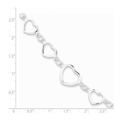 7.5 Zoll Sterlingsilber Poliert Herz Fantasieglieder Armband