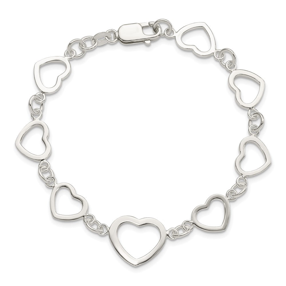 7.5 Zoll Sterlingsilber Poliert Herz Fantasieglieder Armband