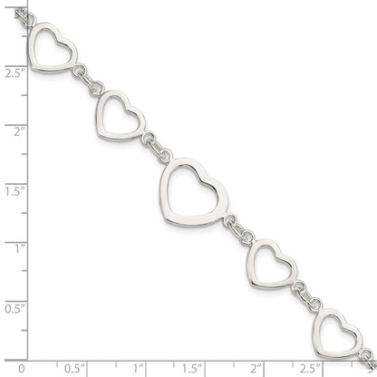 7.5 Zoll Sterlingsilber Poliert Herz Fantasieglieder Armband